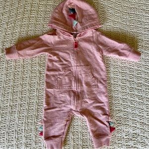 Carter’s Dinosaur Zip-Up Hooded Pink Long Sleeve Footless Jumpsuit Size 3 Months